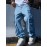 Men's Stylish Loose-Fit Cargo Jeans with Large Pockets - Casual Straight Leg Denim, Machine Washable
