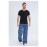 1pc Men'S Geometric-Patterned Multi-Pocket Faux Denim Faux Denim - All-Season Regular Fit Woven Fabric, Comfortable Street Style Basics for Adults