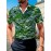 Men's Novelty Geometric Print Button-Up Shirt - Casual, Breathable Polyester, Machine Washable