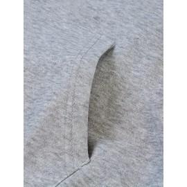 Men's Polyester Hooded Sweatshirt with Geometric Leaf Applique, Sports Style Active Hoodie with Slight Stretch, Regular Fit Knit Fabric Pullover - Casual Hip Hop Streetwear