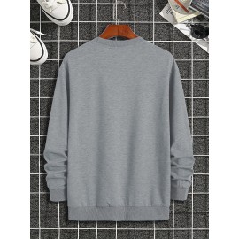 Featuring Textures Design Letter BOYS CLUB Printed Men's Crew Neck And Long Sleeve Sweatshirt, Casual Style, Breathable, Comfortable, Stylish Street Fashion Pullover Sweatshirt
