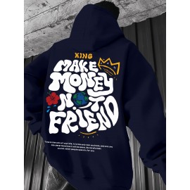 Men's Casual Hoodie, Spring/Autumn Fashion, Geometric Pattern, Knit Fabric, Regular Fit, Polyester, Stretchy, Crew Neck, 