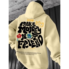 Men's Casual Hoodie, Spring/Autumn Fashion, Geometric Pattern, Knit Fabric, Regular Fit, Polyester, Stretchy, Crew Neck, 