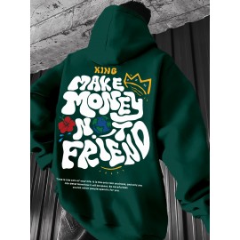 Men's Casual Hoodie, Spring/Autumn Fashion, Geometric Pattern, Knit Fabric, Regular Fit, Polyester, Stretchy, Crew Neck, 