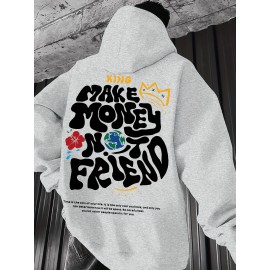 Men's Casual Hoodie, Spring/Autumn Fashion, Geometric Pattern, Knit Fabric, Regular Fit, Polyester, Stretchy, Crew Neck, 