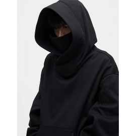 Men'S High Street Heavy Industry Plush American Style Hoodie Ninja Function Oversize Shoulder Pullover Novelty Hoodie Hoodie